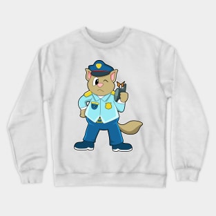 Tomcat as Police officer with Uniform & Microphone Crewneck Sweatshirt